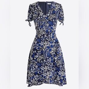 J. Crew Factory Printed Faux Wrap in Indigo Bandana Size 12